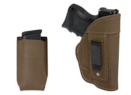 New Barsony Olive Drab Leather IWB Holster  Magazine Pouch for SIG P938 right